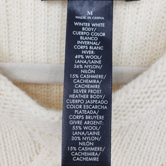 Ann Taylor Braided Cable Knit Sweater M Wool Cashmere Color Block Cream Gray - Picture 7 of 7